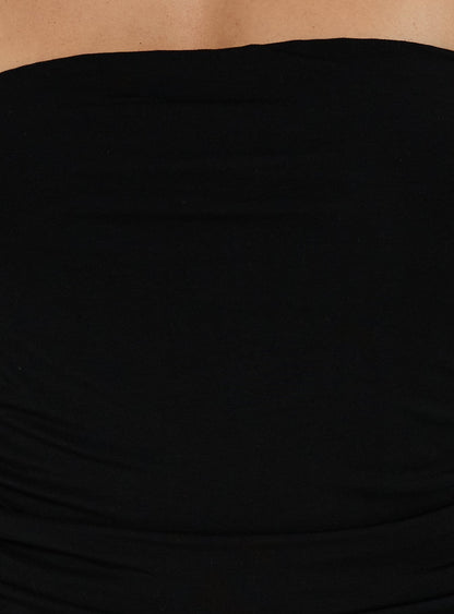Adalisa Strapless Ruched Maxi Dress Black