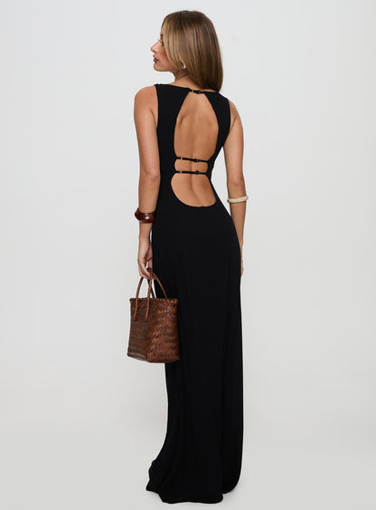Ace Of Hearts Backless Maxi Dress Black