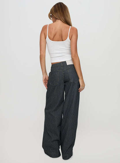 Actually Invested Low Rise Pants Denim Stripe
