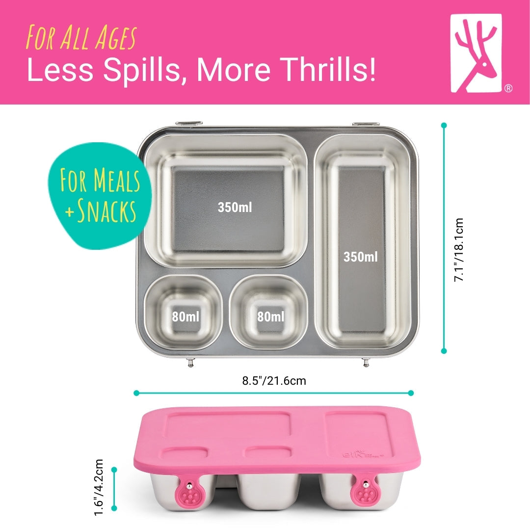 Pack + Go Combo - Bento Box + 10oz Stainless Steel Jars (Pink)