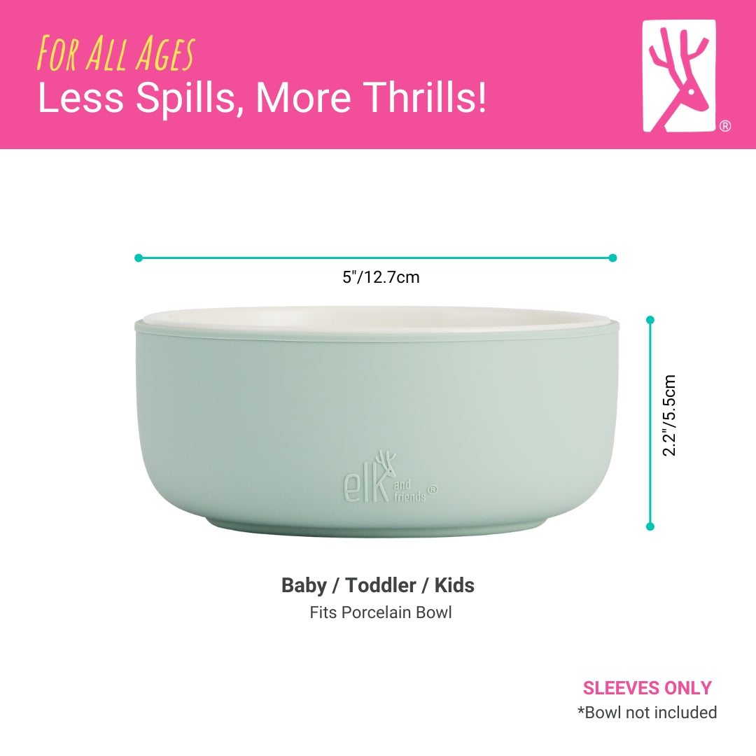 Porcelain Bowl Silicone Sleeve Lilac/Blush/Sage/MistyBlue