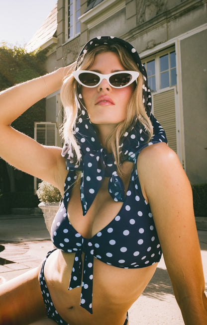 Everyday Scarf ~ Navy Polka Dot