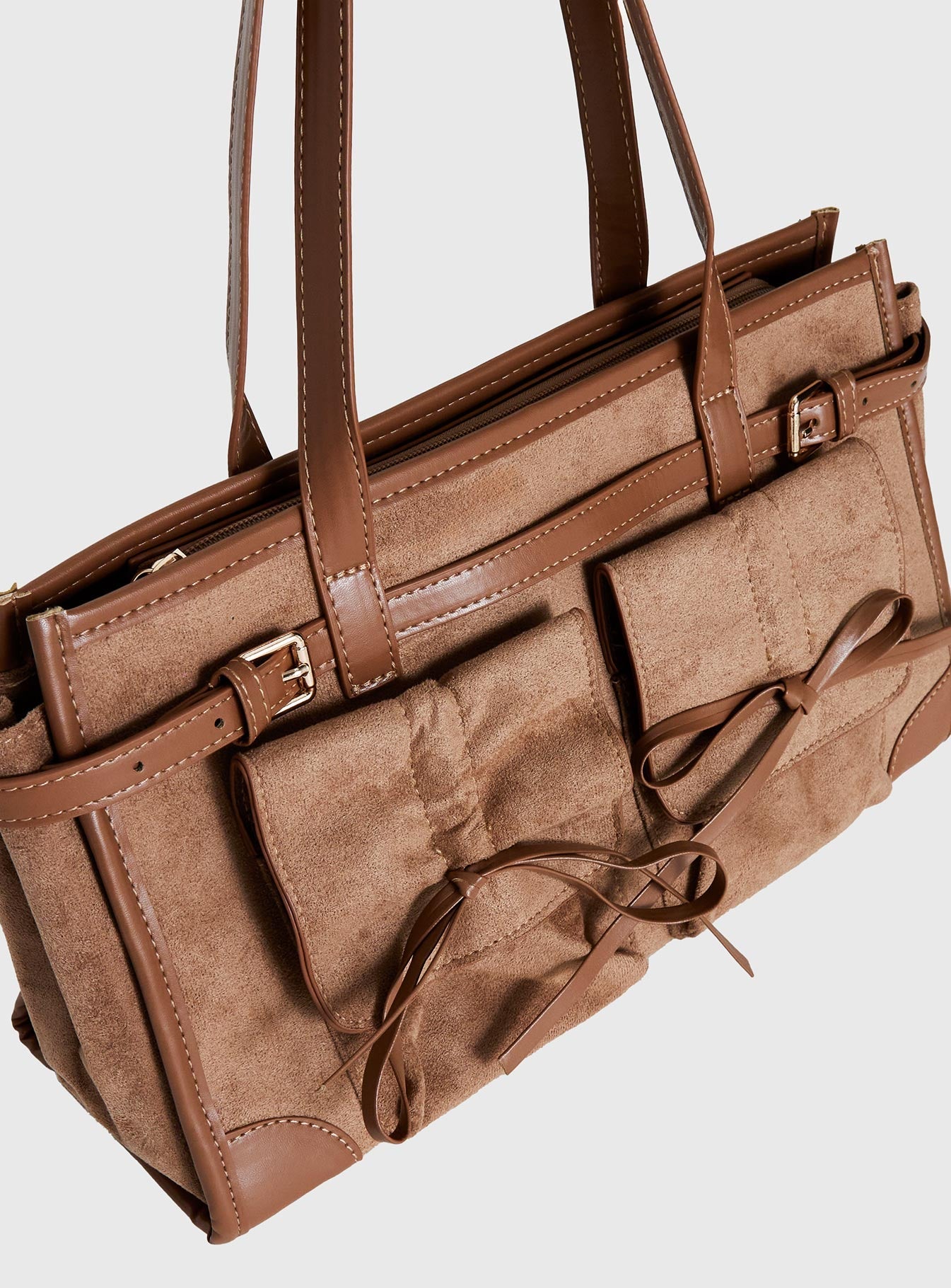 Beaming Bow Detail Shoulder Bag Tan