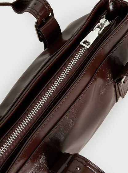 Aperture Faux Leather Shoulder Bag Brown