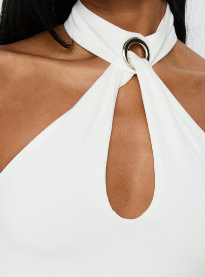 Amerika Twist Neck Top White