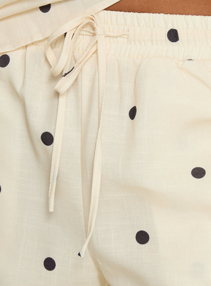 Bellara Tie Waist Pants Yellow Polka