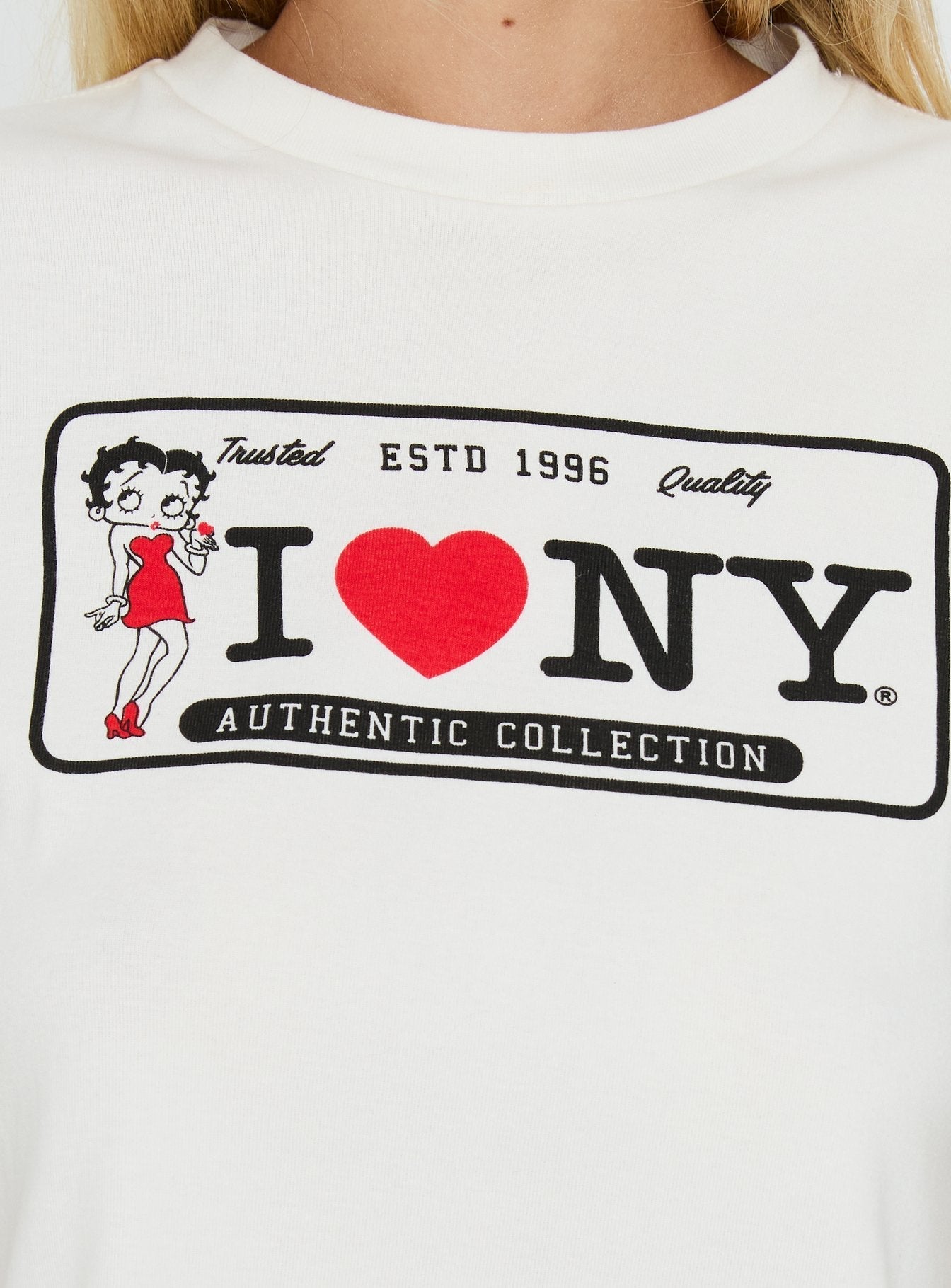 Betty Loves NY Graphic Baby Tee White