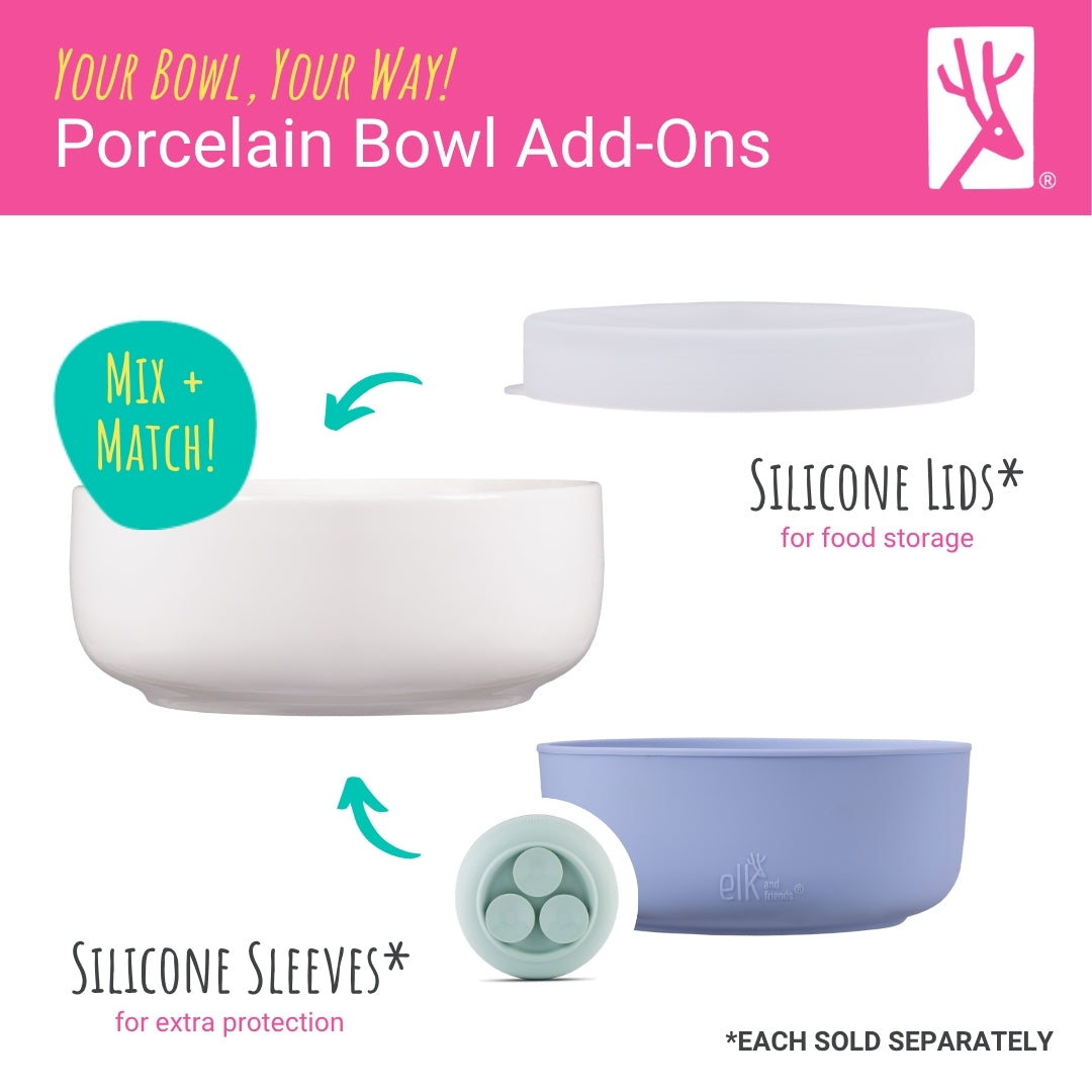 Porcelain Bowl Silicone Sleeve Lilac/Blush/Sage/MistyBlue