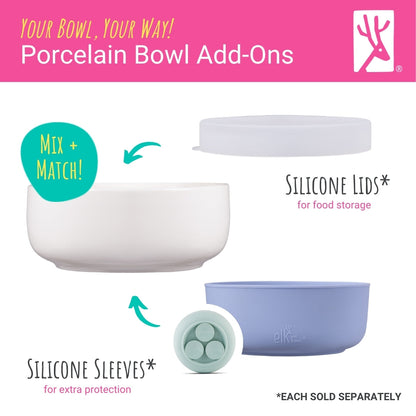 Porcelain Bowl Silicone Sleeve Lilac/Blush/Sage/MistyBlue