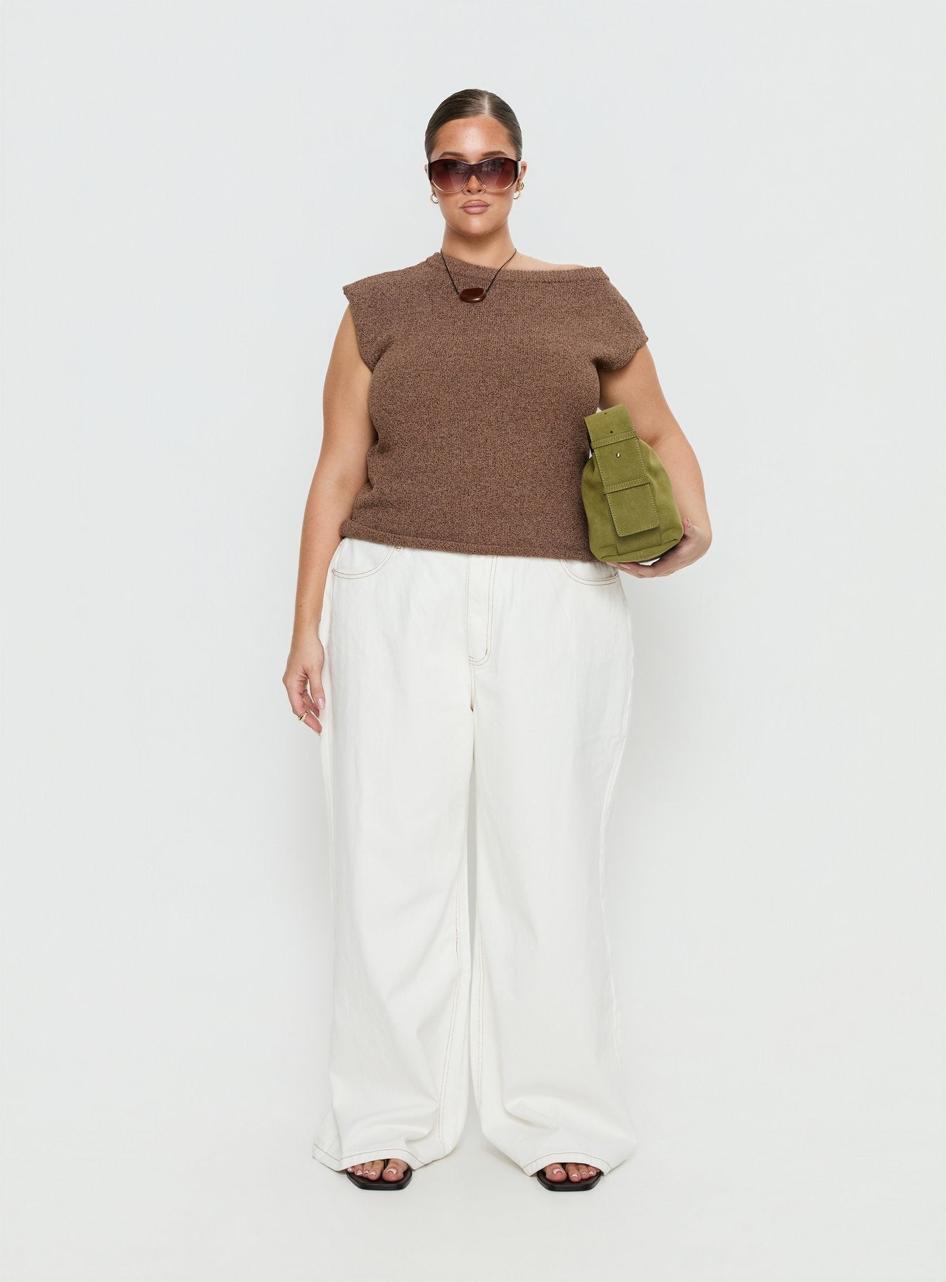 Ashfield Off Shoulder Top Brown Curve