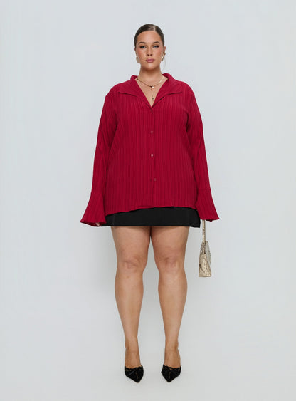 Beatris Long Sleeve Top Red Curve