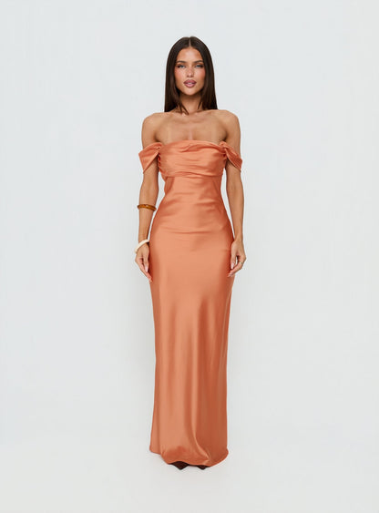 Azura Off The Shoulder Maxi Dress Orange