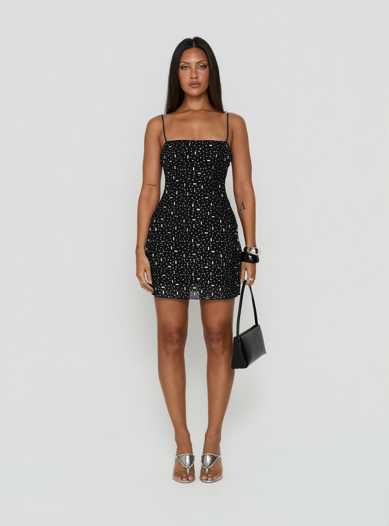 Anestassia Embellished Mini Dress Black