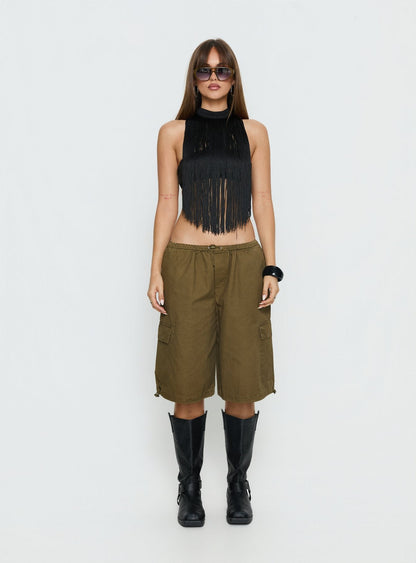 Allyza Baggy Cargo Shorts Olive