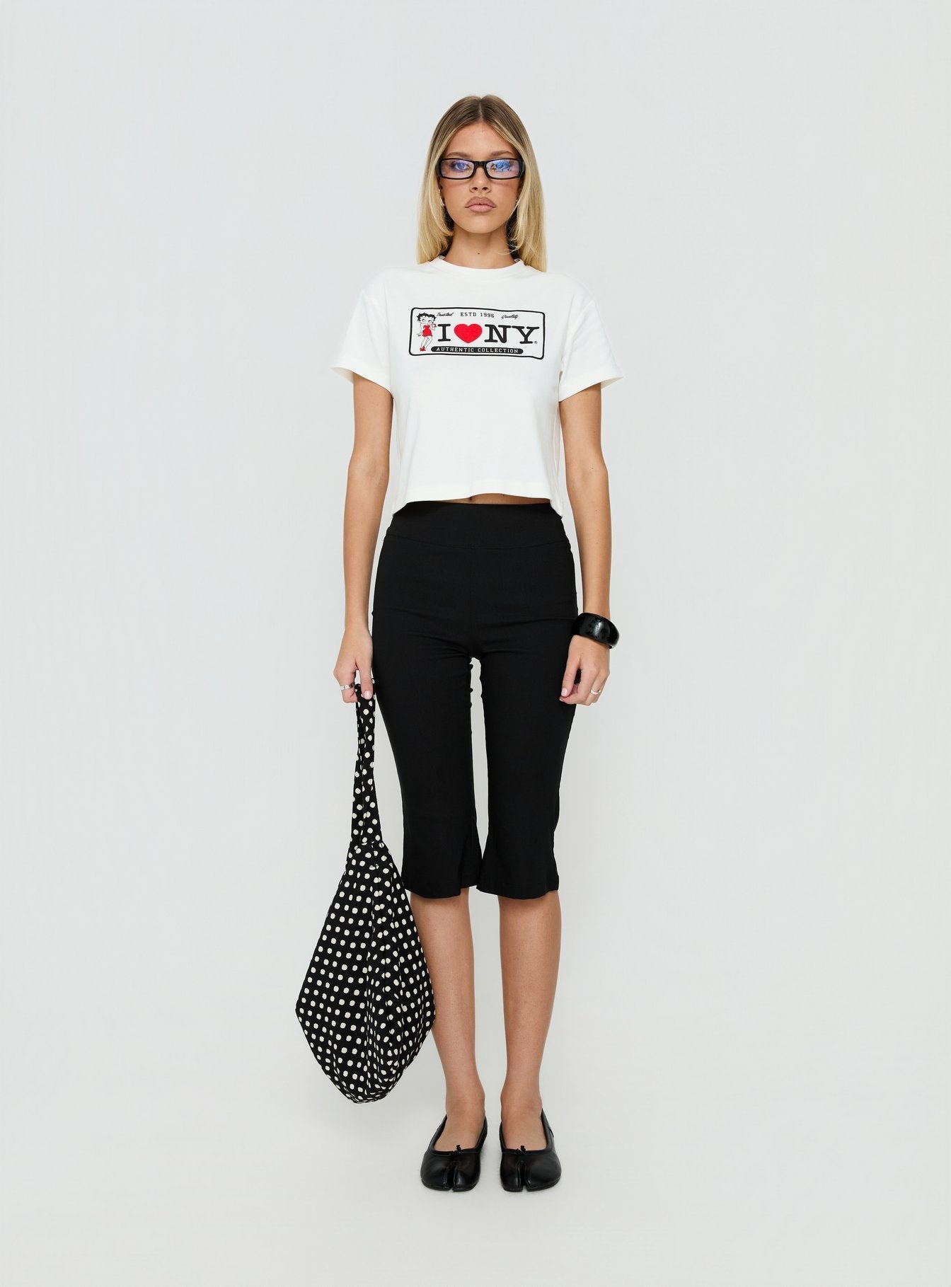Betty Loves NY Graphic Baby Tee White