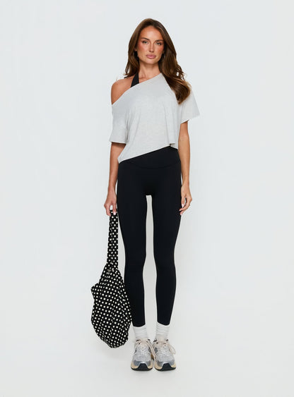 Bailea Off Shoulder Cropped Tee Grey Marle