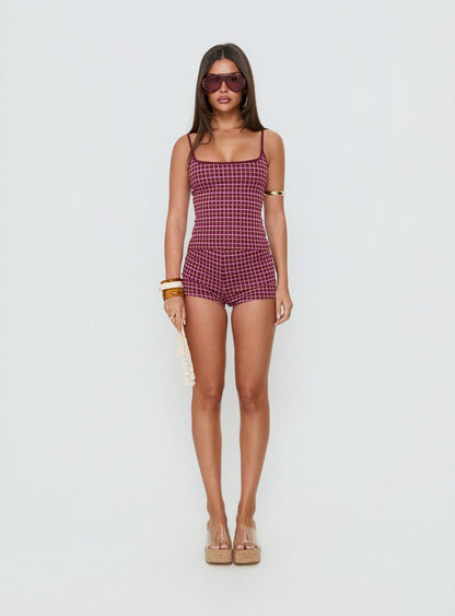 Aderis Micro Shorts Red Check