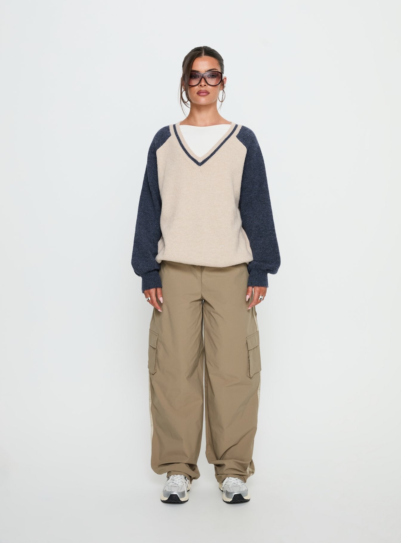 Adana V Neck Graphic Knit Sweater Multi