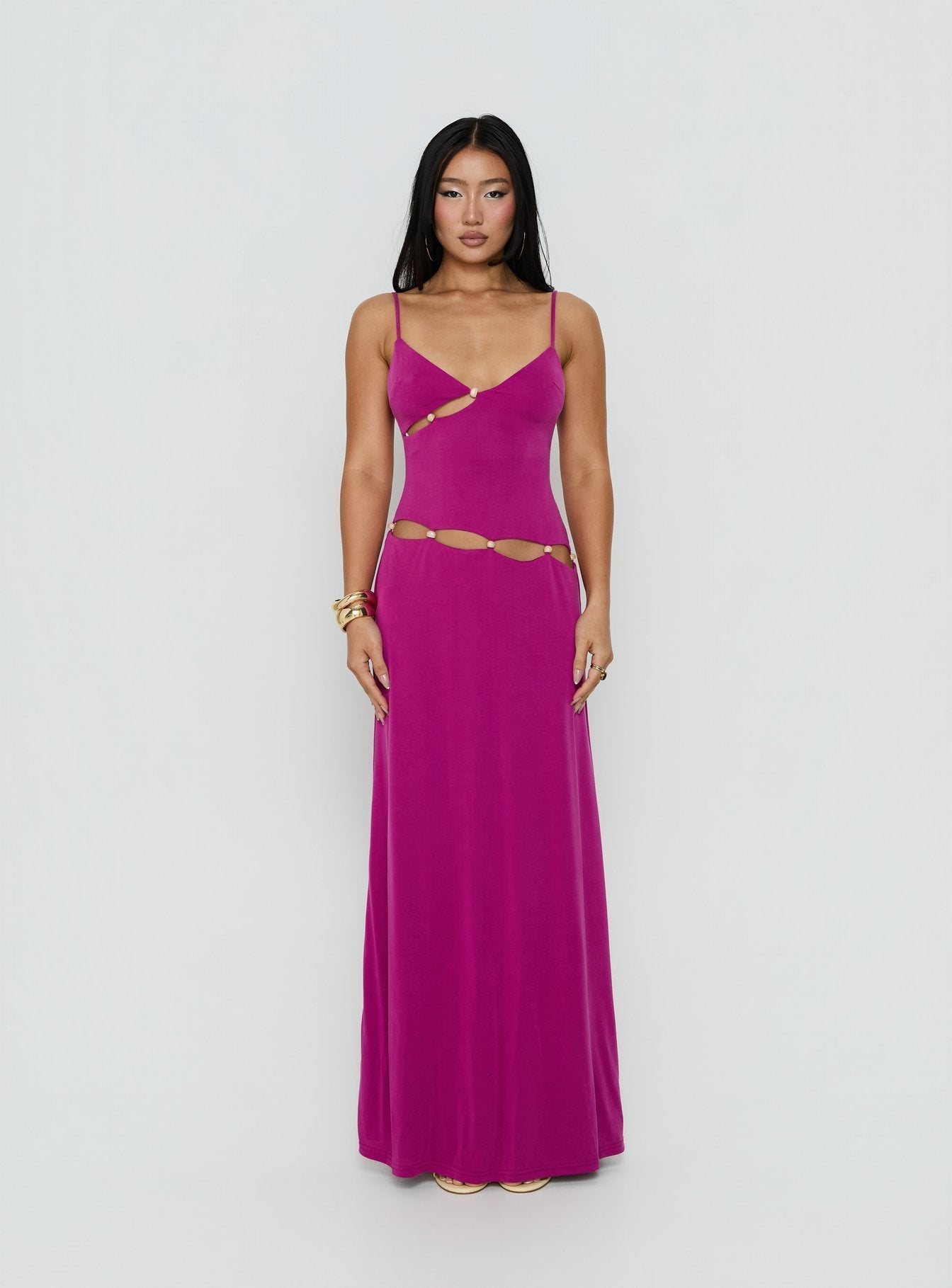 Allspice Beaded Maxi Dress Plum