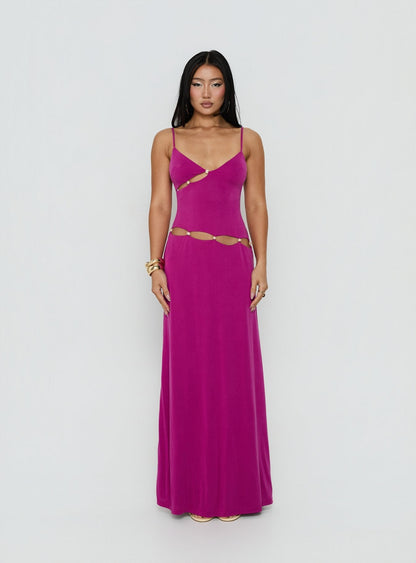 Allspice Beaded Maxi Dress Plum
