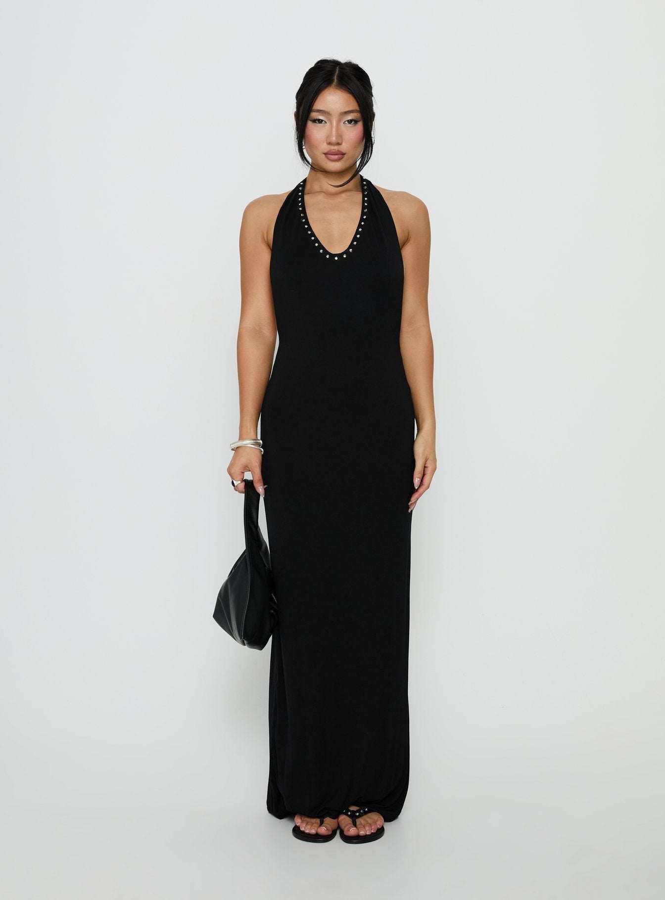 Ascenza Studded Racerback Maxi Dress Black
