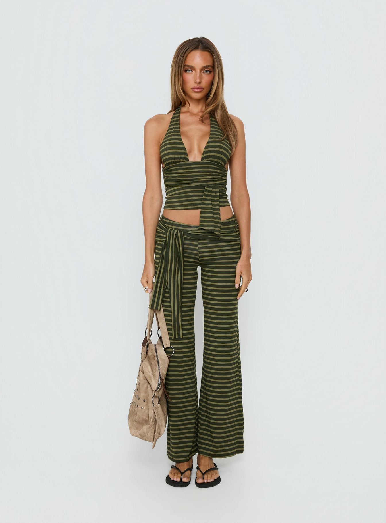 Aprilla Halter Top Green Stripe