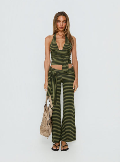 Aprilla Halter Top Green Stripe