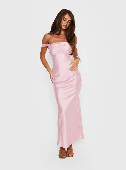 Azura Off The Shoulder Maxi Dress Pink