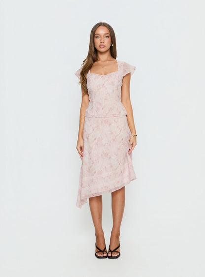 Avaline Lace Trim Blouse Top Pink
