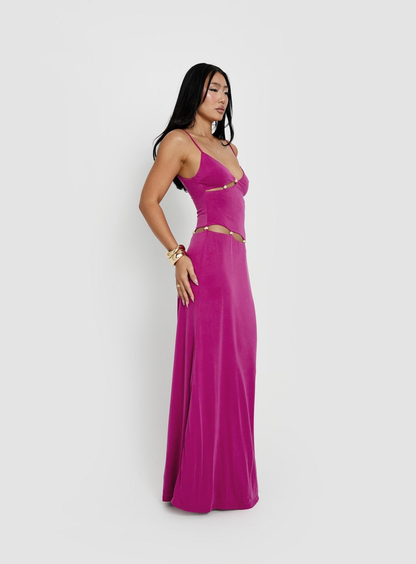 Allspice Beaded Maxi Dress Plum
