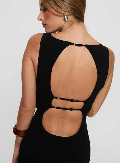 Ace Of Hearts Backless Maxi Dress Black
