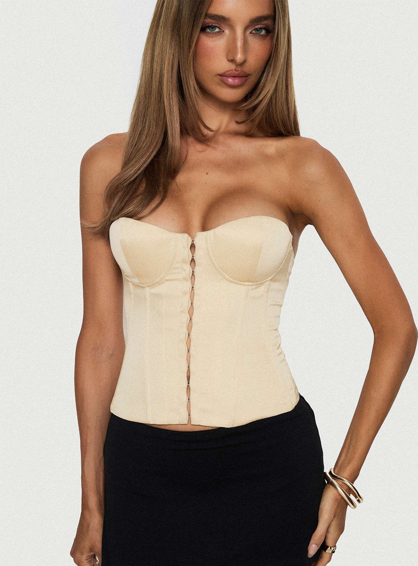 Afelia Strapless Corset Top Lemon