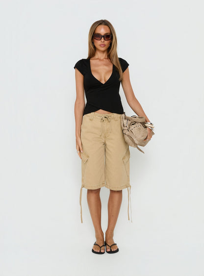 Apres Tie Waist Jorts Stone