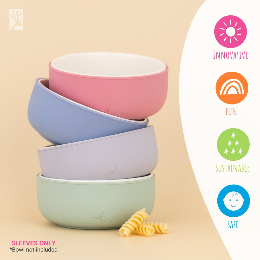 Porcelain Bowl Silicone Sleeve Sage/MistyBlue/Navy/Gray