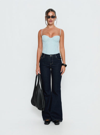 Alorah Textured Bodysuit Blue