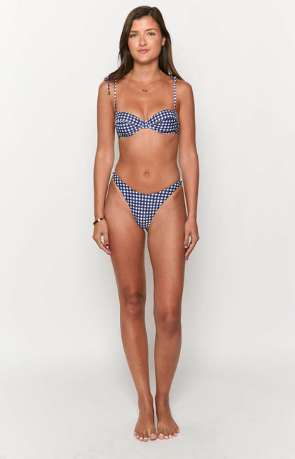 9.0 Swim Bianca Navy Gingham Bikini Top