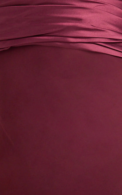 Sonya Maxi Dress - Cowl Neck Asymmetric Fit And Flare Dress in Wine