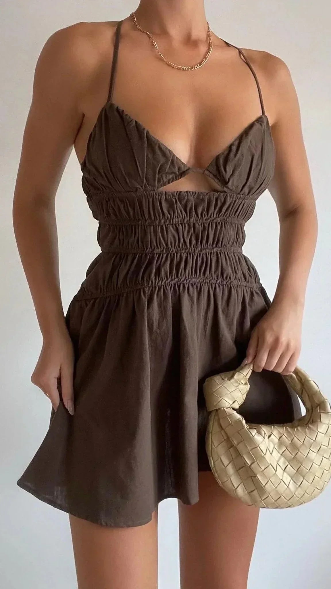 Tahlia Mini Dress - Chocolate