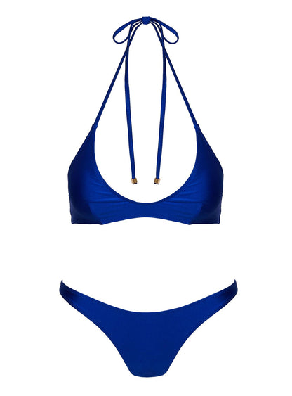Athia Halter Shine Bikini Top Blue