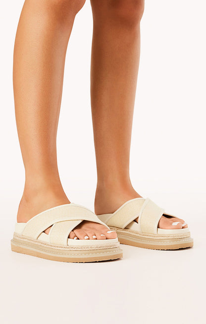 Billini Aysha Platform Sandal ~ Cream Raffia