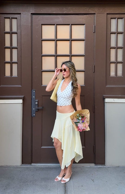 Amora White Polka Dot Crop Top