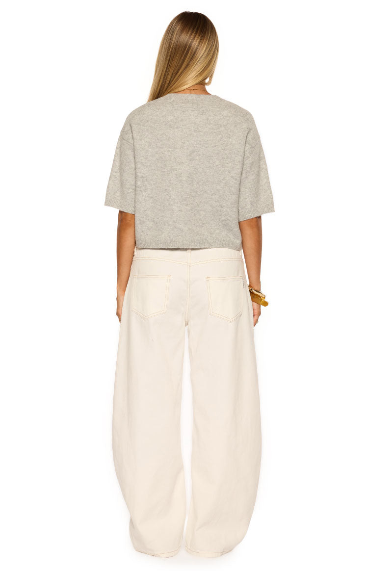 Aurelia Light Grey Short Sleeve Cropped Cardigan