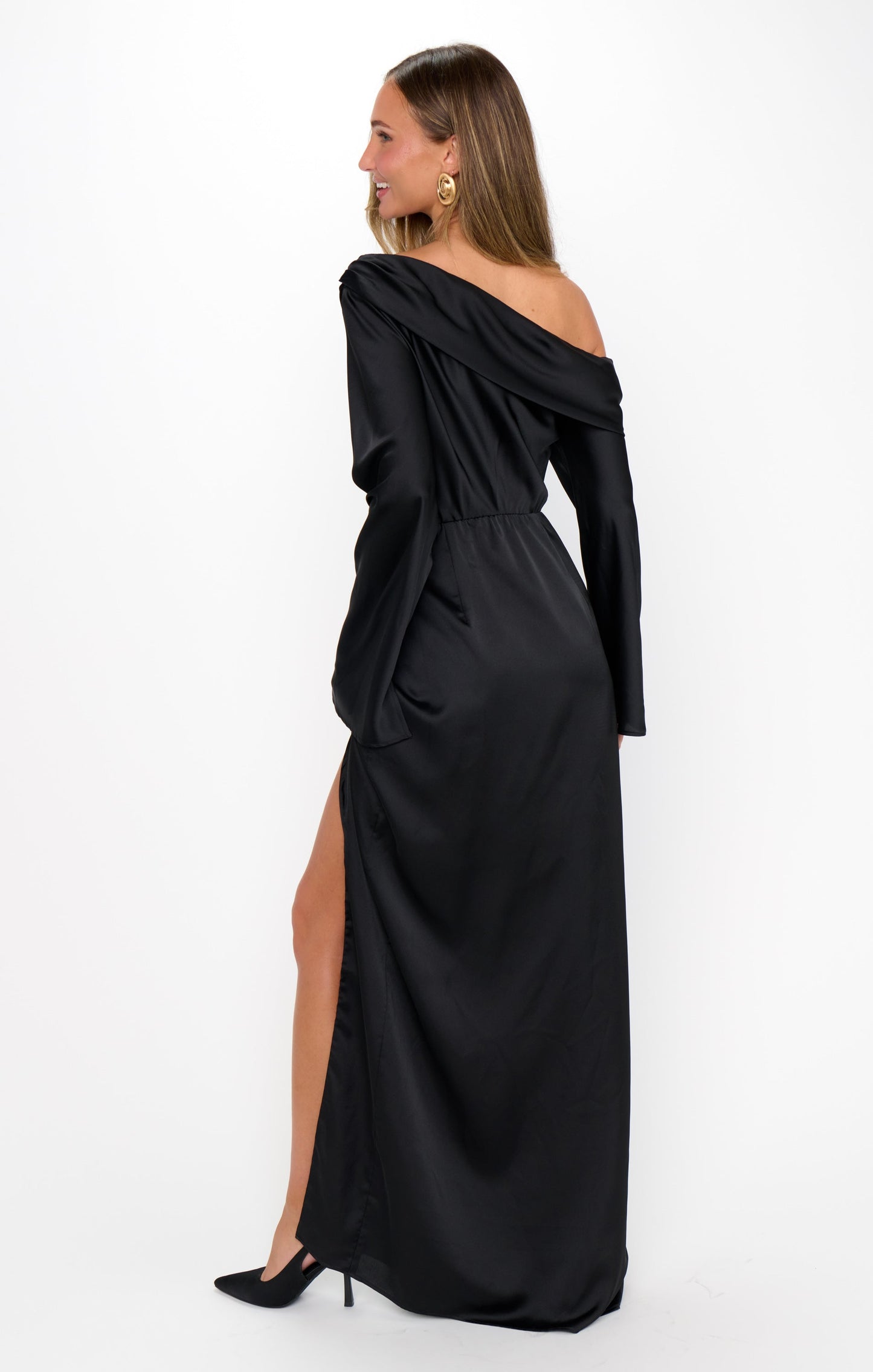 Jamie Maxi Dress ~ Black Luxe Satin