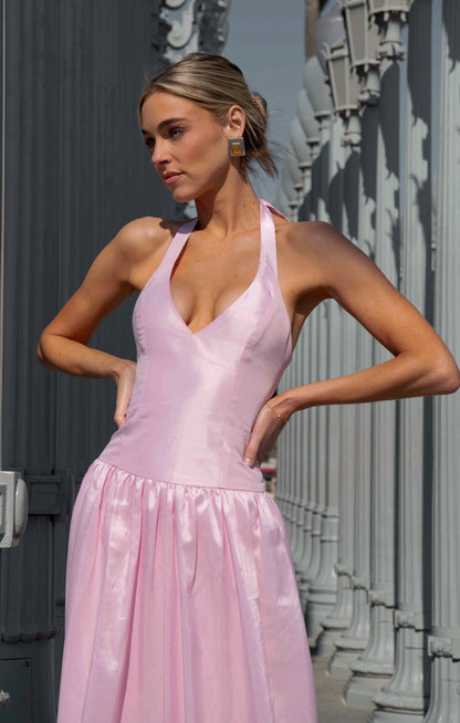 Eliza Maxi Dress ~ Light Pink Light Taffeta