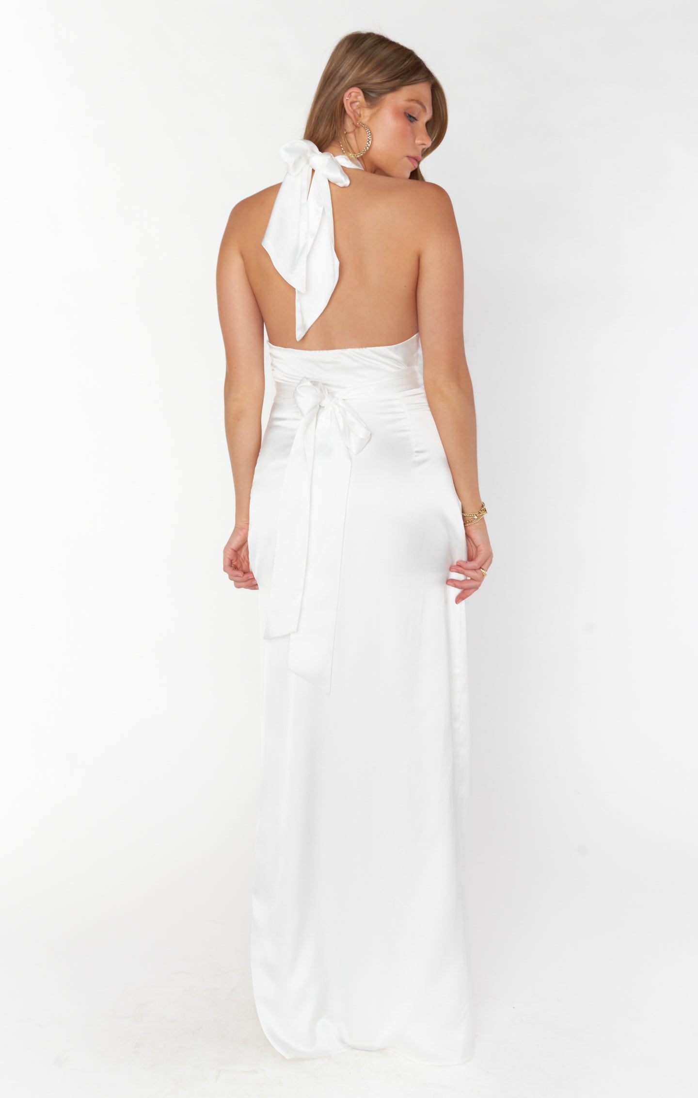 Adele Halter Maxi Dress ~ Ivory Luxe Satin