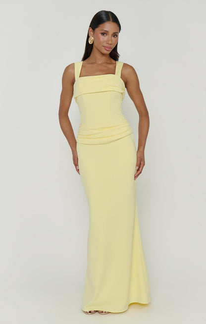 Danielle Maxi Dress ~ Pale Yellow Stretch