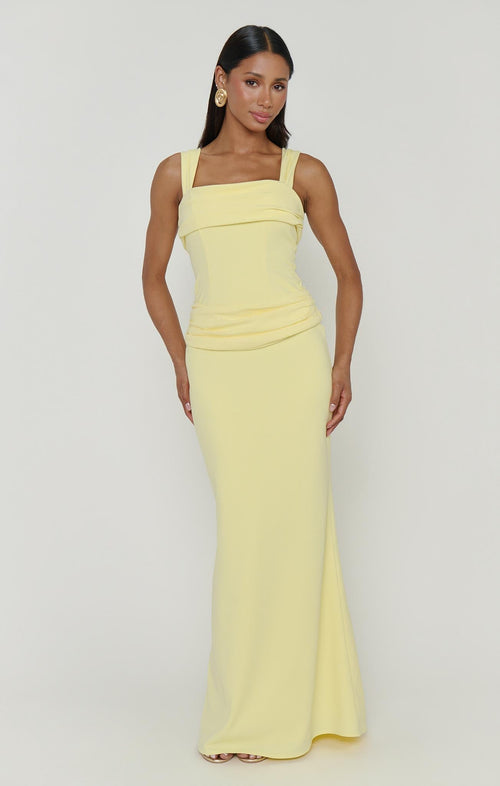 Danielle Maxi Dress ~ Pale Yellow Stretch
