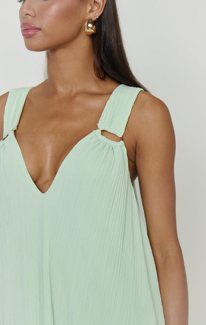 Heidi Maxi Dress ~ Pistachio Pleated Chiffon