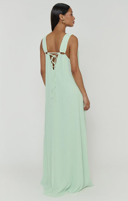 Heidi Maxi Dress ~ Pistachio Pleated Chiffon
