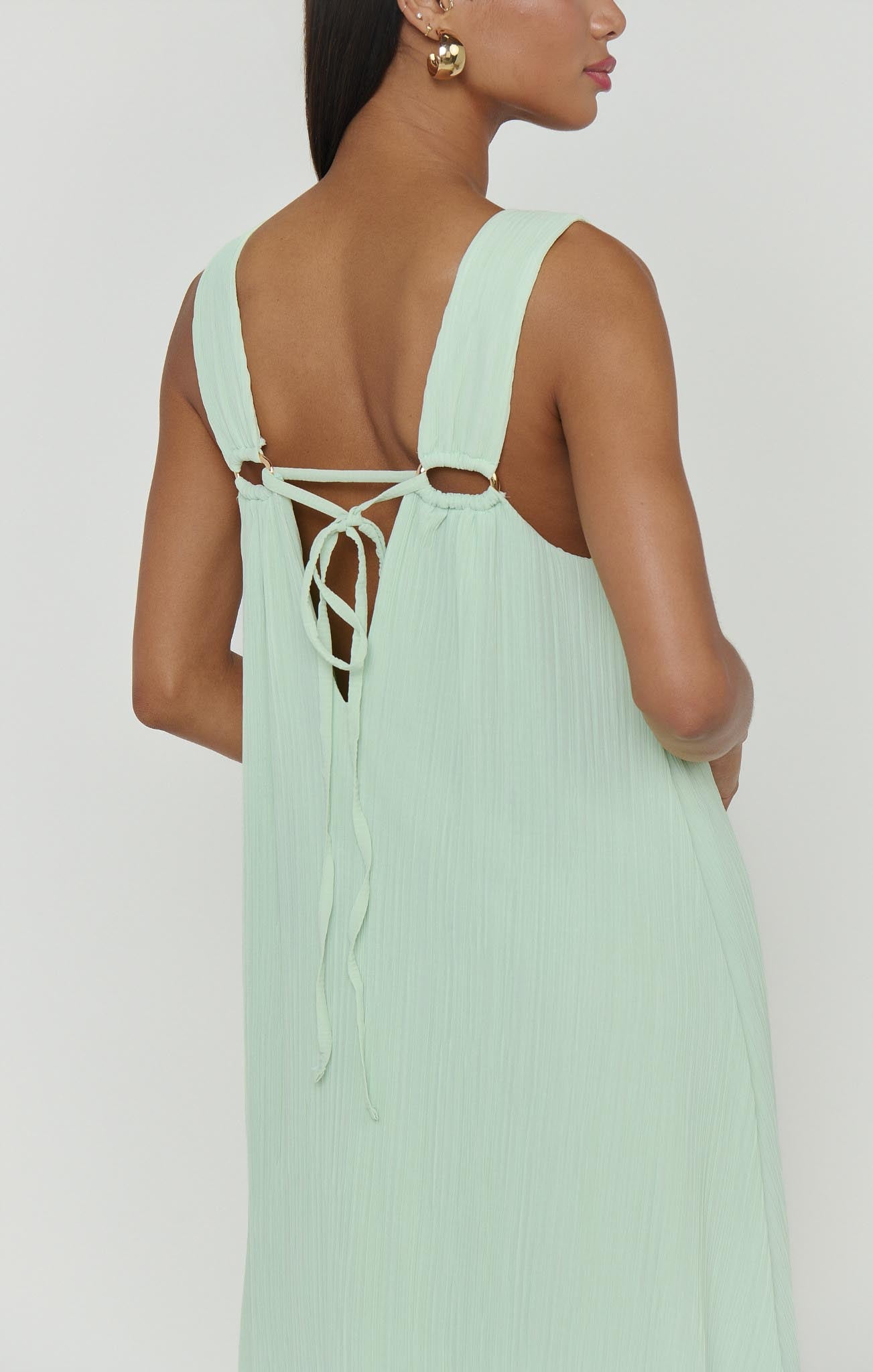 Heidi Maxi Dress ~ Pistachio Pleated Chiffon